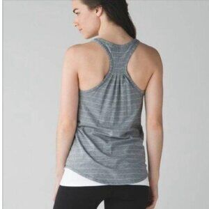 Lululemon Love Tank Pleated Back Top Grey White Stripe Size S